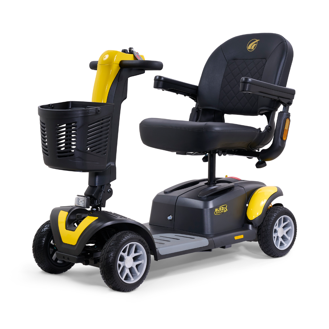 Golden Tech Buzzaround LX Extreme Luxury Full Size Travel Mobility Scooter - 4 Wheel - Yellow front left